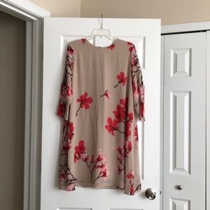Cherry blossom shift dress with sleeves